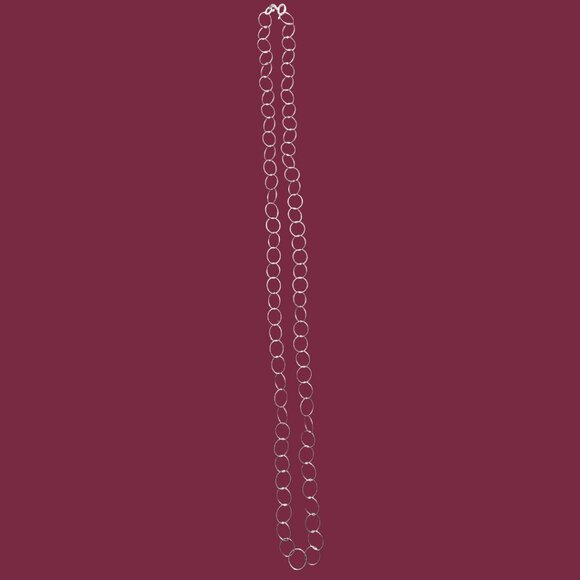 SS Round Link Chain Necklace MO Italy - Picture 1 of 2